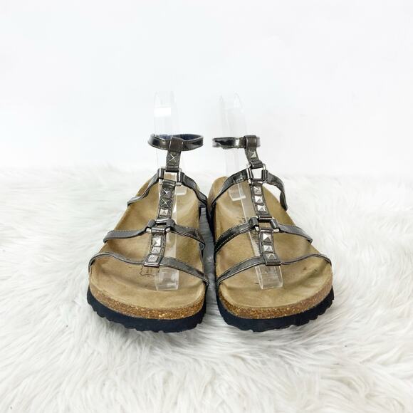 Betula by Birkenstock Womens 7 38 Silver/Brown Leather Studded Strappy Sandals - Picture 7 of 15